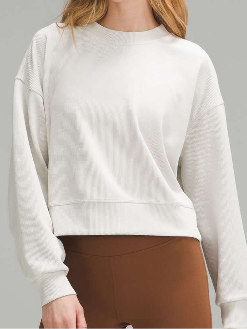 Lululemon Ribbed Softstreme Perfectly Oversized Cropped Crew White Opal 2